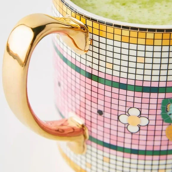 Anthropologie Pink and Gold Butterfly Mug - Picture 2 of 13